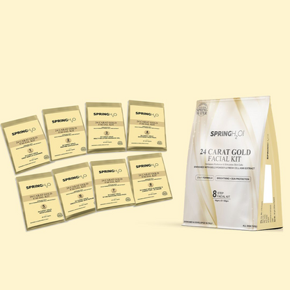 SPRING H2O 24 Carat Gold Facial Kit ,2 in 1 Formula Brightening + Sun Protection 8 Step