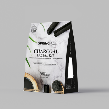 SPRING H2O Charcoal Facial Kit 50 gm 2 in 1 Formula Brightning+Repair 5 Step