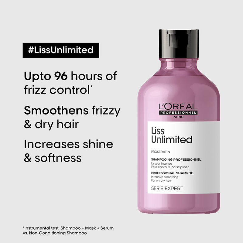 L'Oreal Professionnel Liss Unlimited Shampoo For Frizzy & Unruly Hair With Pro-Keratin (300ml)