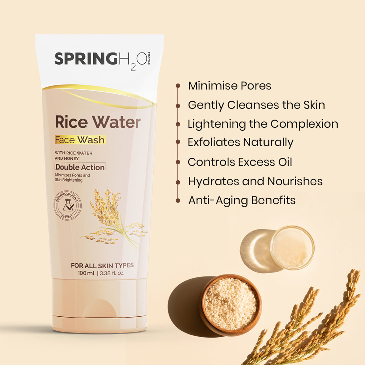 SPRING H2O Rice Water & Green Tea Face Wash Combo (200 ml)