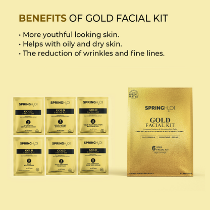 SPRING H2O Gold Facial Kit 60 gm 2 in 1 Formula Brightning+Repair 6 Step