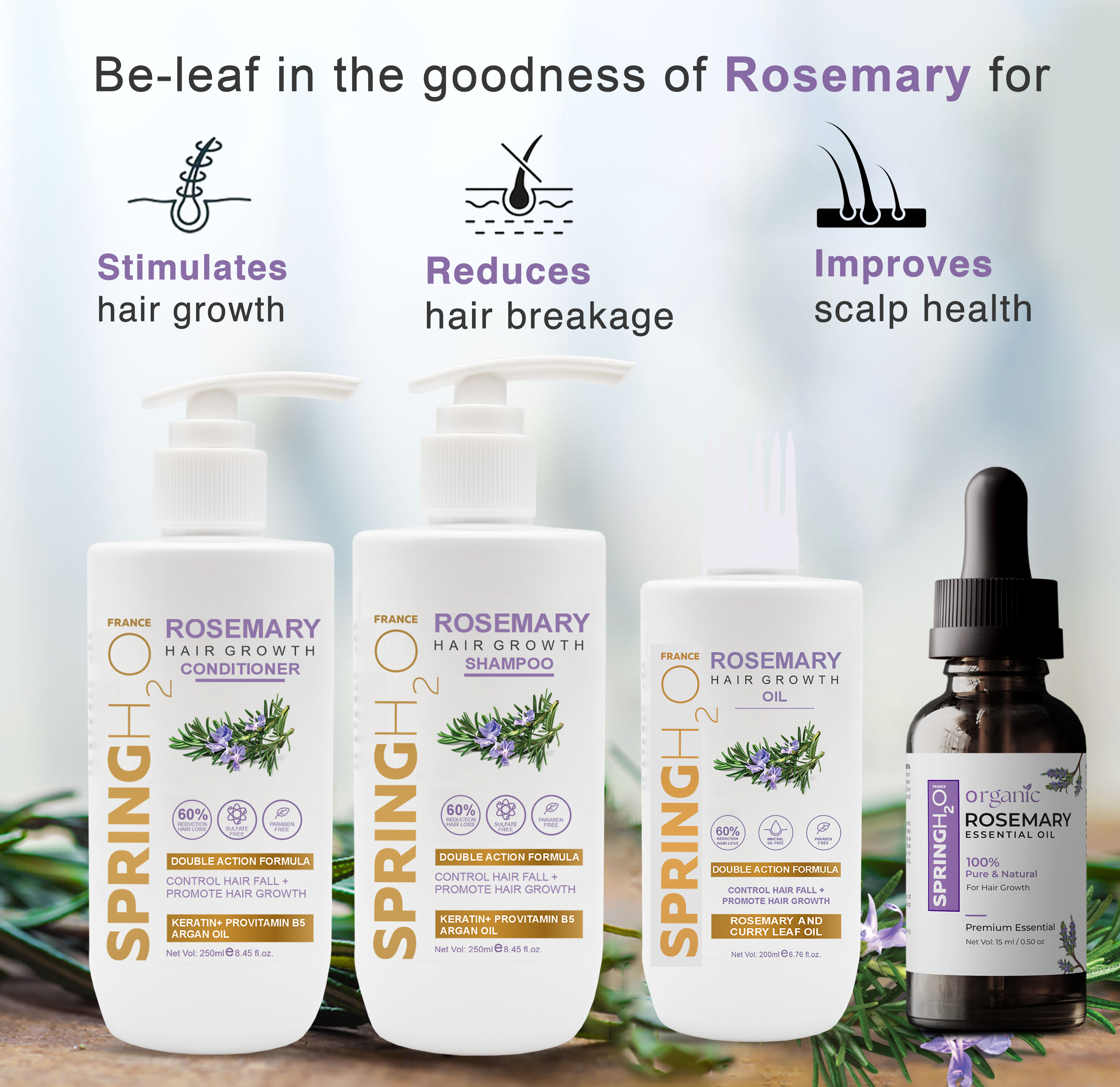 Fresh Launch Offer: Rosemary Shampoo, Conditioner & Oil - Buy 3 Items @ Rs999/-