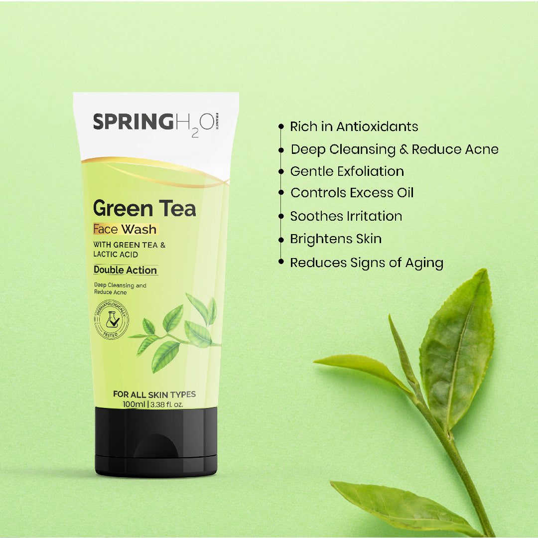 SPRING H2O Green Tea & Charcoal Face Wash Combo (200 ml)