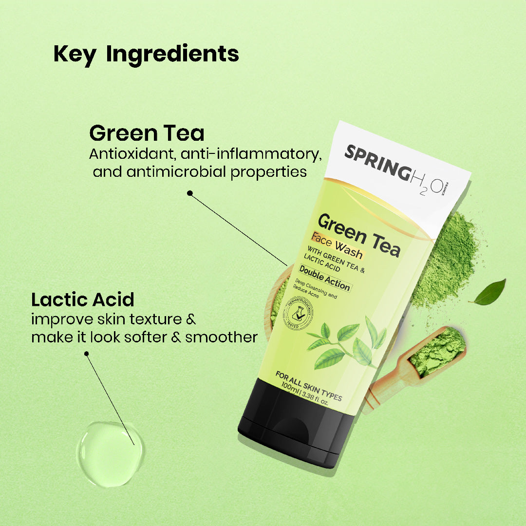 SPRING H2O Green Tea & Charcoal Face Wash Combo (200 ml)