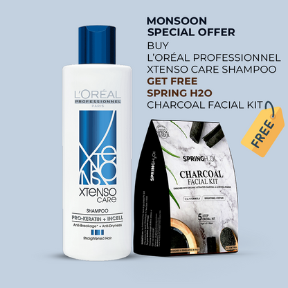 L'Oreal Professionnel Xtenso Care Shampoo + Free SPRING H2O Charcoal Facial Kit (worth Rs275)