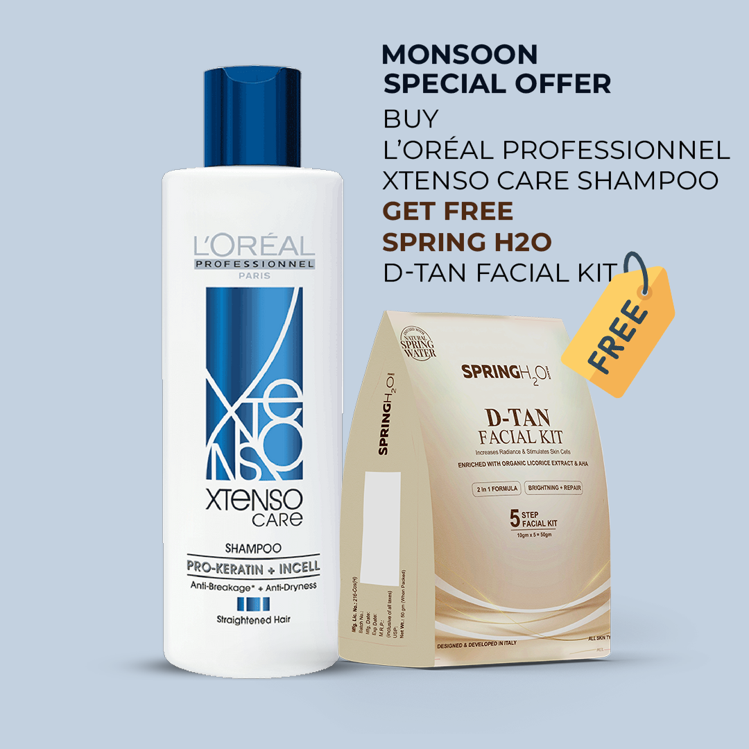 L'Oreal Professionnel Xtenso Care Shampoo + Free SPRING H2O D-TAN Facial Kit (worth Rs275)