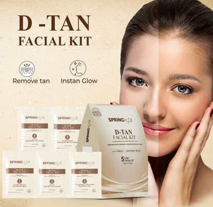 SPRING H2O D-TAN Facial Kit 50 gm 2 in 1 Formula Brightening Repair 5 Step