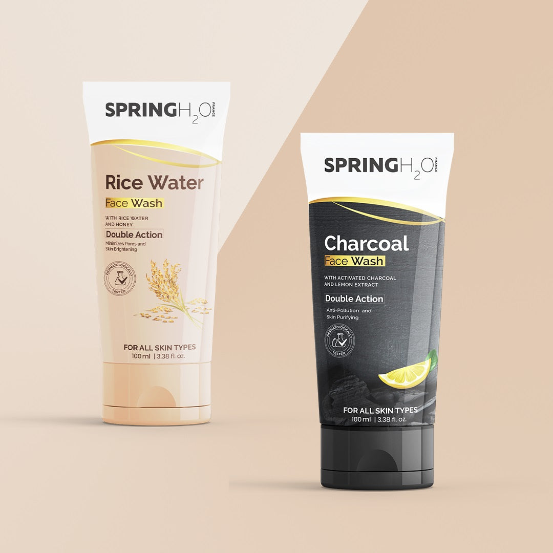 SPRING H2O Rice Water & Charcoal Face Wash Combo (200 ml)