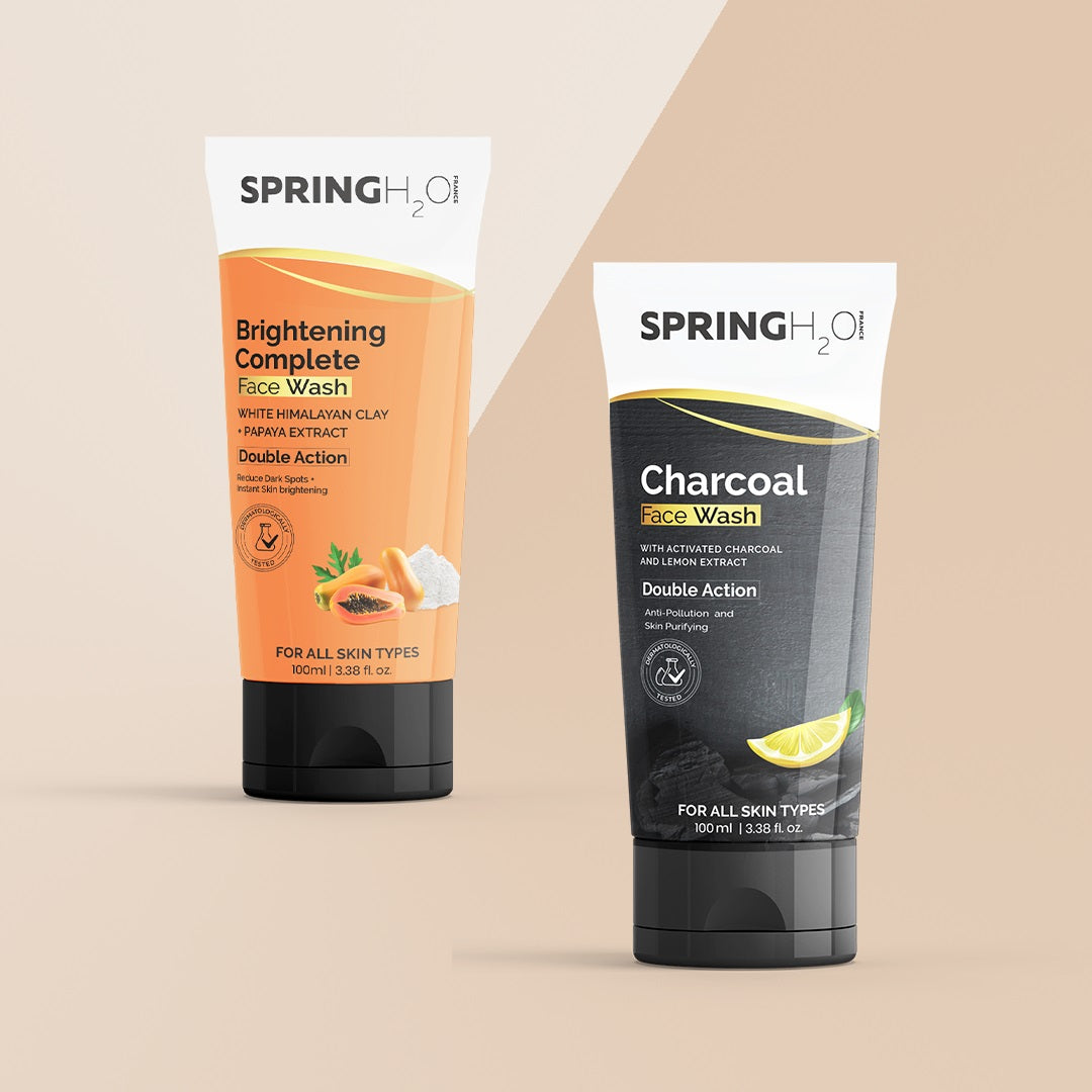 SPRING H2O Brightening Complete & Charcoal Face Wash Combo (200 ml)