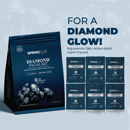 SPRING H2O Diamond Facial Kit 60 gm 2 in 1 Formula Brightening+ Repair 6 Step