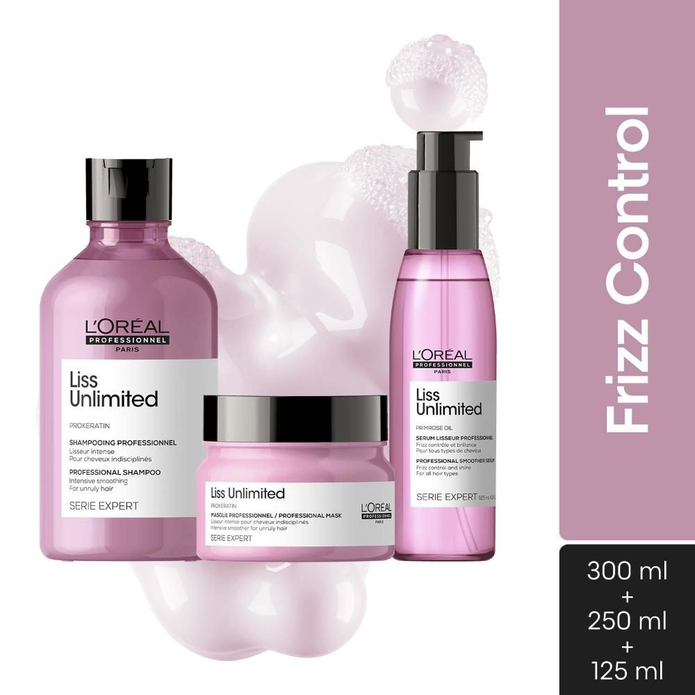 L’Oreal Professionnel Liss Unlimited Shampoo 300ml, Hair Mask 250gm and Hair Serum 125ml, Serie Expert